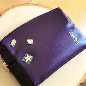 YSL Yves Saint Lurant Beaute Makeup Cosmetic Bag w/ Studs